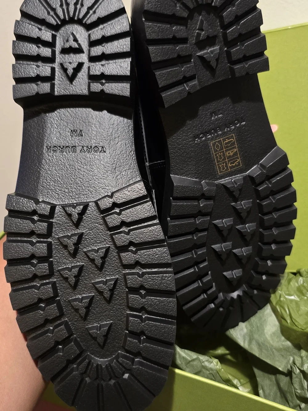 Tory Burch Black Patent Leather Loafers with Gold Logo